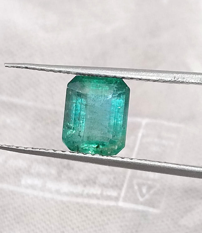1.57ct Natural Emerald Medium Deep Green Zambian Octagon Cut Gemstone