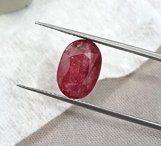 3.72ct Unheated Mozambique Ruby Natural SGL Certified Rasberry Red Oval Cut Loose Gemstone