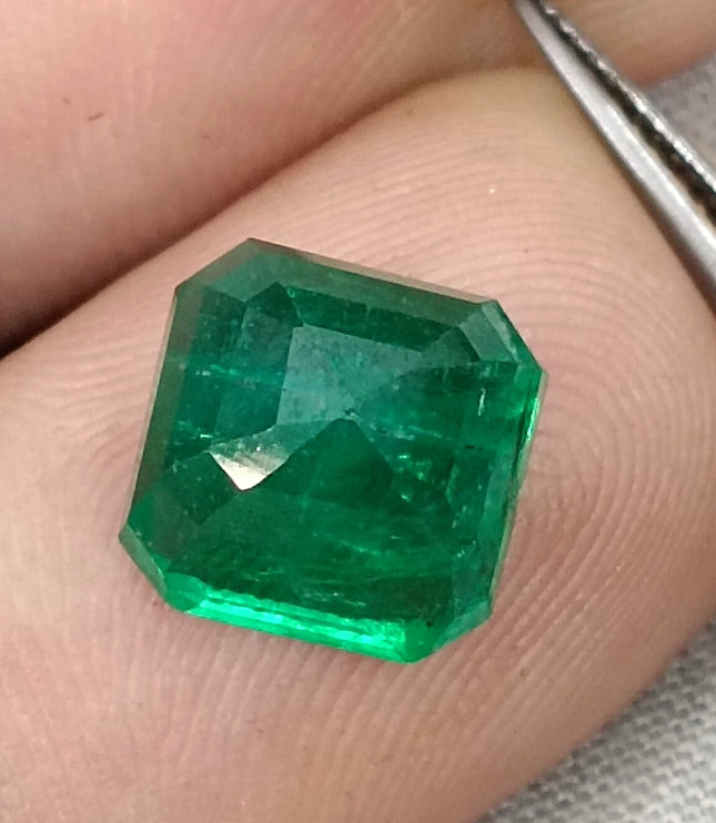 4.78ct Exceptional Top Vivid Green Zambian Emerald, Certified Natural Octagon Cut Loose Gemstone