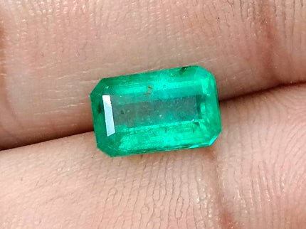 Zambian Emerald 2.63ct Neon Green Natural Certified Octagon Cut Stone