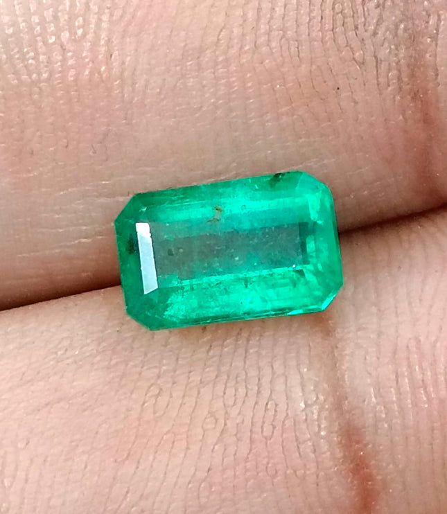 Zambian Emerald 2.63ct Neon Green Natural Certified Octagon Cut Stone