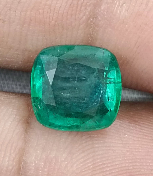 Zambian Emerald 5.87ct Natural Deep Green Cushion Cut Loose Gemstone