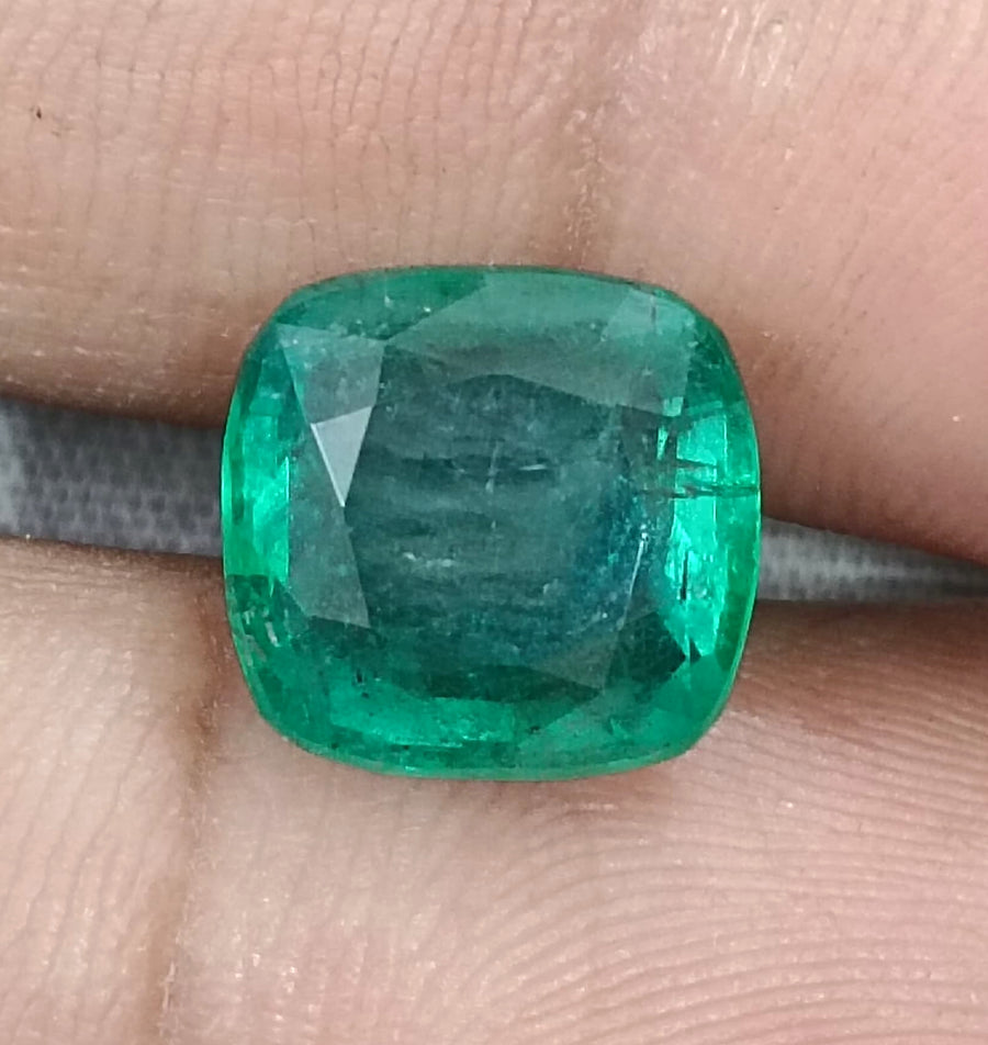 Zambian Emerald 5.87ct Natural Deep Green Cushion Cut Loose Gemstone