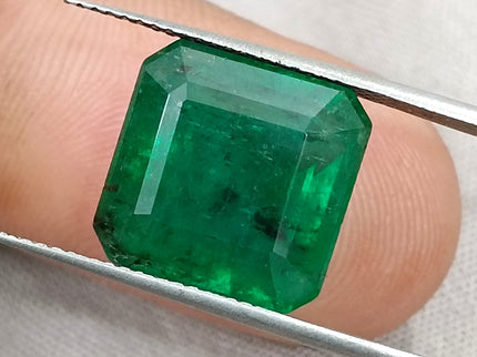 Emerald Natural 9.93 ct Certified Deep Vivid Green Octagon Cut Loose Gemstone
