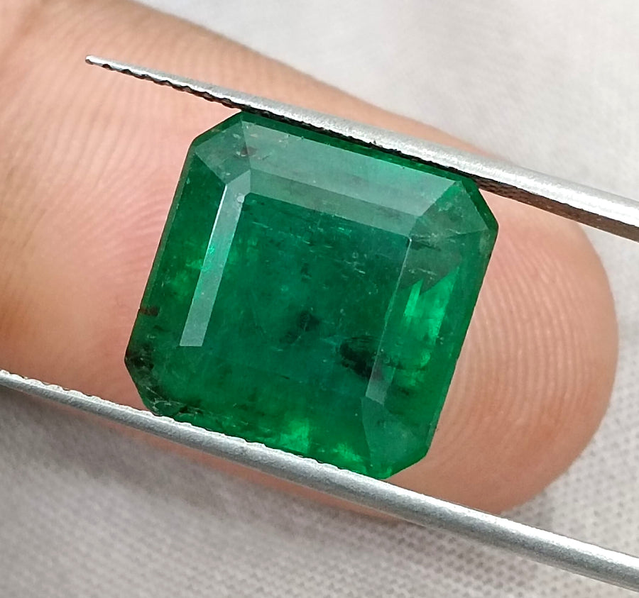 Emerald Natural 9.93 ct Certified Deep Vivid Green Octagon Cut Loose Gemstone