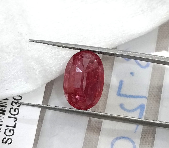 3.72ct Unheated Mozambique Ruby Natural SGL Certified Rasberry Red Oval Cut Loose Gemstone