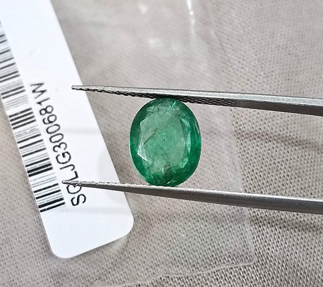Emerald Natural Zambia 2.34ct SGL Certified Spring Green Color Oval Cut Loose Gemstone
