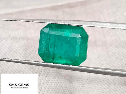 2.86ct Emerald Natural GSI Certified Zambian Deep Forest Green Octagon Gemstone