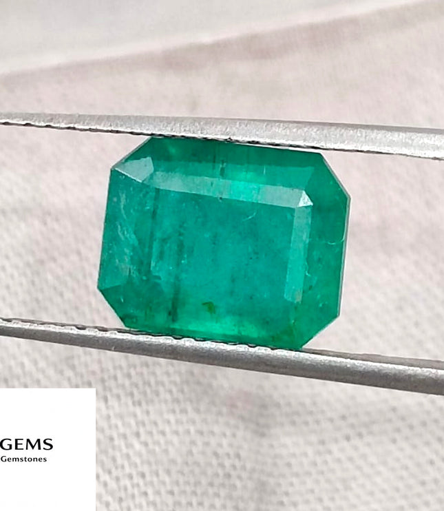 Certified 2.86ct Natural Zambian Emerald Deep Forest Green Gemstone.