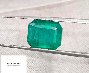 2.86ct Emerald Natural GSI Certified Zambian Deep Forest Green Octagon Gemstone