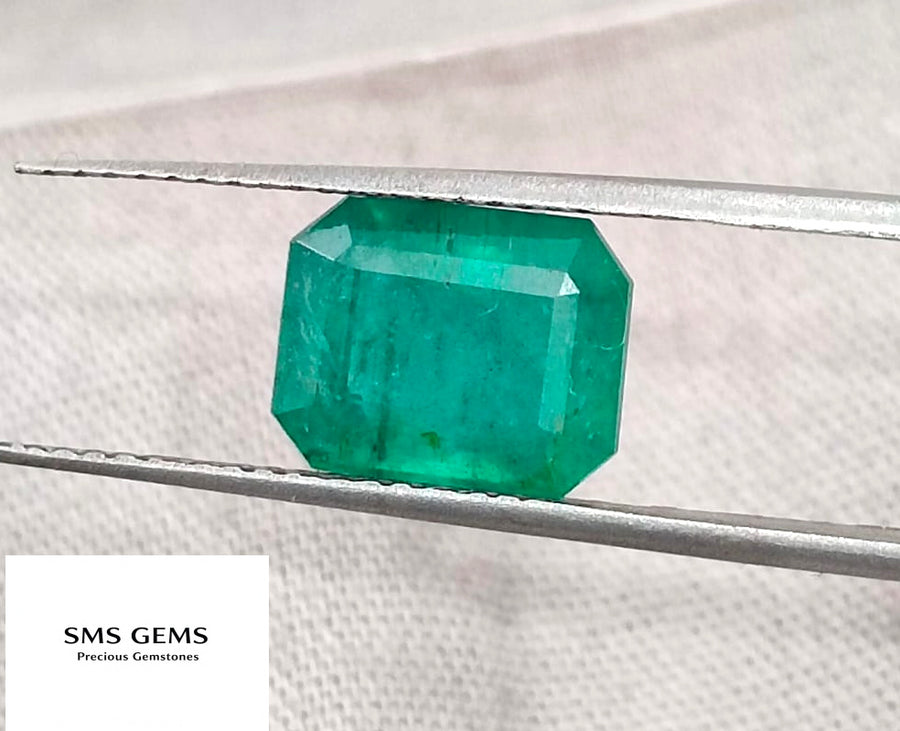 2.86ct Emerald Natural GSI Certified Zambian Deep Forest Green Octagon Gemstone