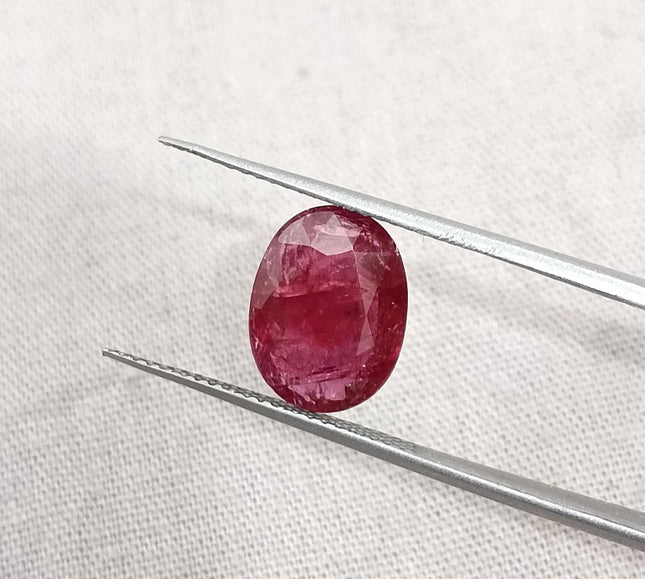 3.42ct Untreated Natural Mozambique Ruby Merlot Red Oval Cut Loose Stone