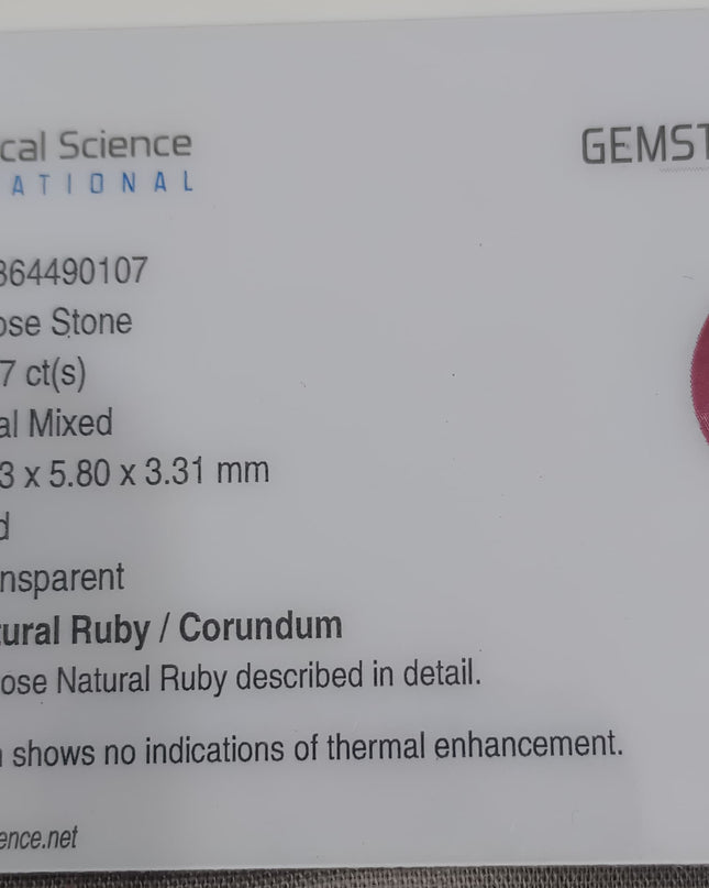 GSI Certified 1.37ct Mozambique Ruby, Natural Untreated Gemstone