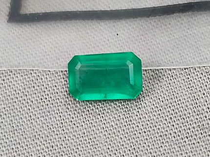 Certified 1.52ct Natural Zambian Emerald Stone Medium Green Octagon Cut Gemstone