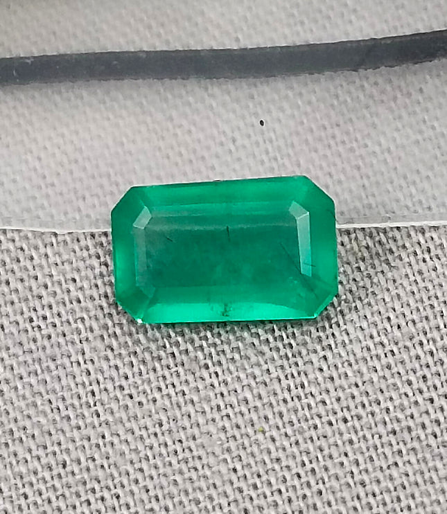 Certified 1.52ct Natural Zambian Emerald Stone Medium Green Octagon Cut Gemstone