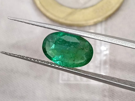 1.92ct Natural Emerald SGL Certified Deep Intense Green Oval Cut Loose Gemstone