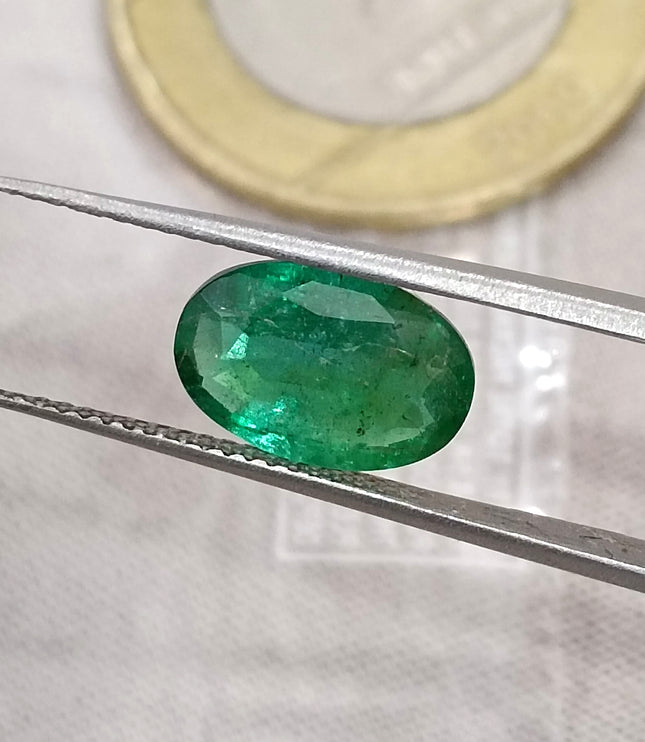 1.92ct Natural Emerald SGL Certified Deep Intense Green Oval Cut Loose Gemstone