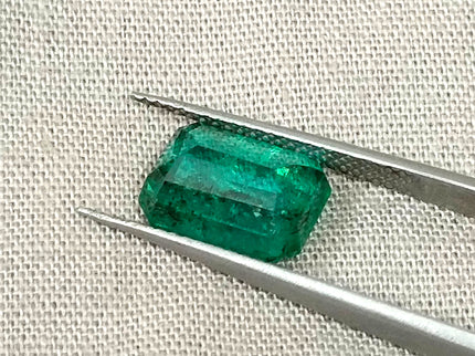 Zambian Emerald 3.52ct Certified Natural Bright Metal Green Octagon Cut Gemstone
