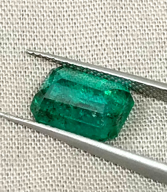 Zambian Emerald 3.52ct Certified Natural Bright Metal Green Octagon Cut Gemstone