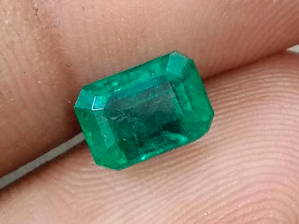 1.72ct Natural Emerald Medium Intense Green GSI Certified Octagon Cut Gemstone