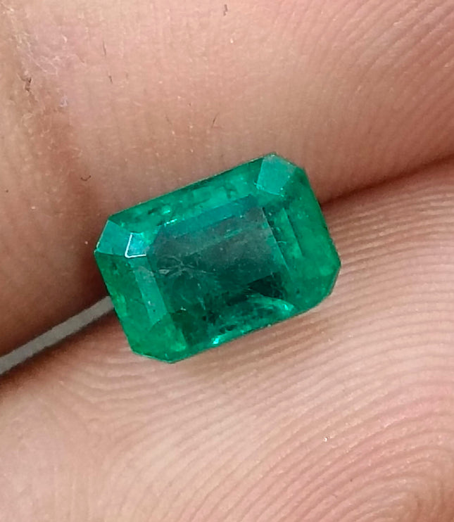 1.72ct Natural Emerald Medium Intense Green GSI Certified Octagon Cut Gemstone