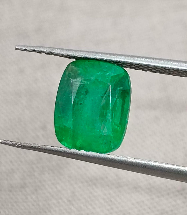 Panjshir Emerald 2.07ct Vivid Medium Deep Green Certified Natural Cushion Cut Loose Gemstone