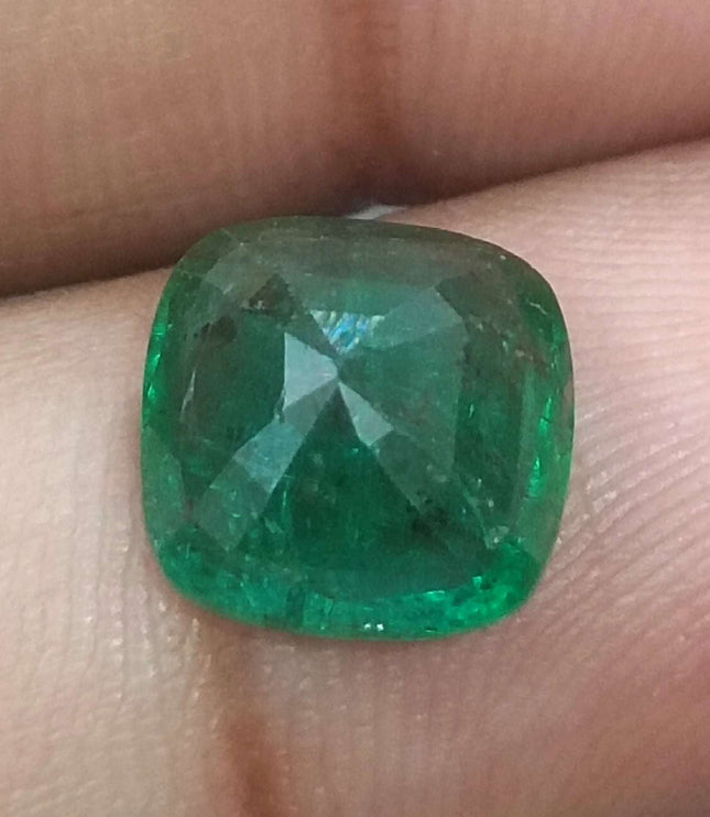 3.38ct Certified Zambian Emerald, Deep Vivid Green Gemstone.