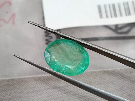 3.29ct Certified Natural Emerald Stone Zambian Medium Light Green Oval Cut Loose Gemstone