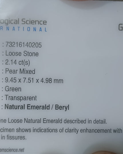 GSI Certified Vivid Green Natural Zambian Emerald Minor Oiled Loose Gemstone