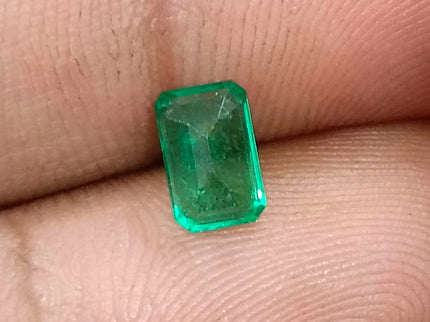 Vivid Green Zambian Emerald 0.98ct Natural Certified Octagon Cut Loose Gemstone