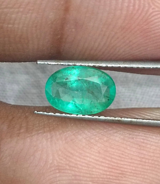 1.36ct Natural Emerald Medium Velvet Green Zambian Oval Cut Loose Gemstone