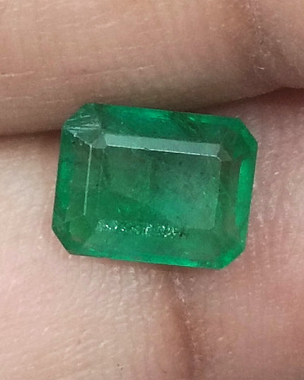 1.78ct GSI Certified Deep Glass Green Zambian Emerald Minor Oiled Loose Gemstone