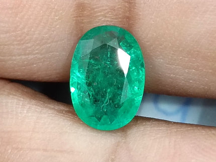 2.56ct Natural Emerald SGL Certified Rich Medium Spring Green Oval Cut Gemstone