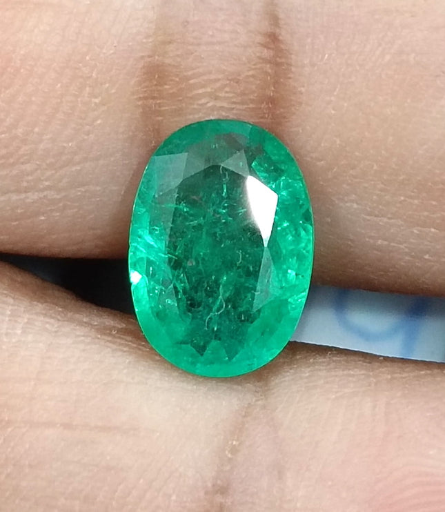 2.56ct Natural Emerald SGL Certified Rich Medium Spring Green Oval Cut Gemstone