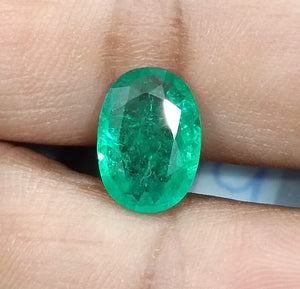 2.56ct Natural Emerald SGL Certified Rich Medium Spring Green Oval Cut Gemstone