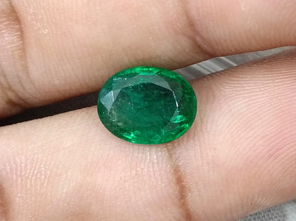 2.81ct Natural Emerald SGL Certified Zambian Deep Pure Green Oval Cut Gemstone