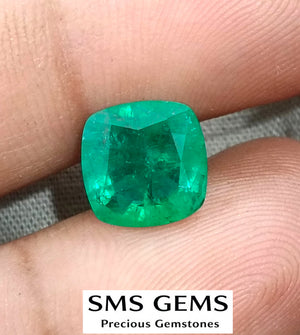 2.79ct Emerald Natural Spring Green GSI Certified Cushion Cut Loose Gemstone