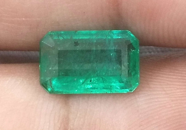 2.99ct GSI USA Certified Medium Deep Green Colombian Emerald Minor Oiled Loose Gemstone