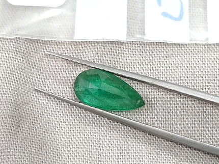 1.81ct Natural Emerald SGL Certified Vivid Velvet Green Zambia Pear Cut Stone