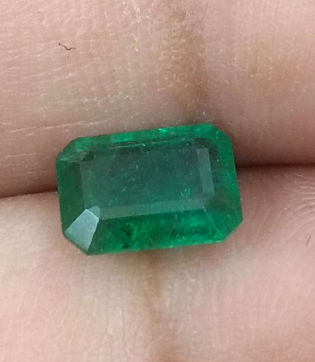 Certified 1.51ct Natural Zambian Emerald, Deep Green.
