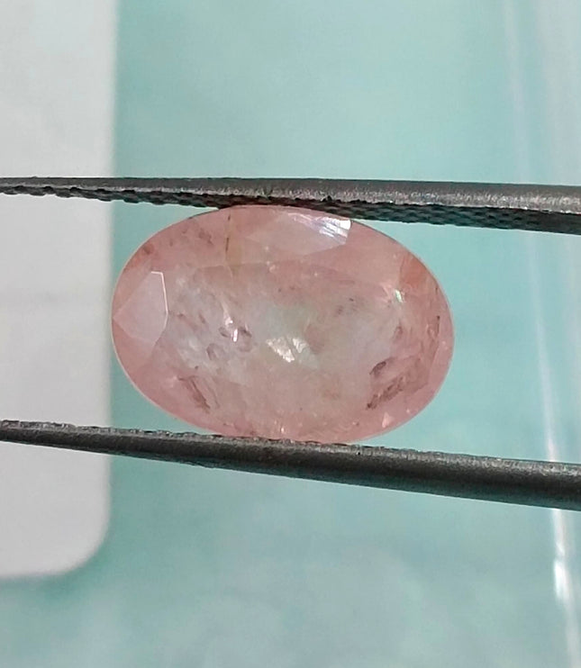 3.38ct Unheated Padparadscha Sapphire Natural GSI Certified Oval Orangy Pink Gemstone
