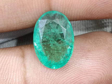 4.52ct Certified Natural Zambian Emerald Medium Green Oval Cut Loose Gemstone
