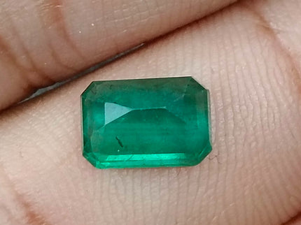 2.08ct Zambian Emerald, Natural Certified Deep Green Octagon Cut Gemstone