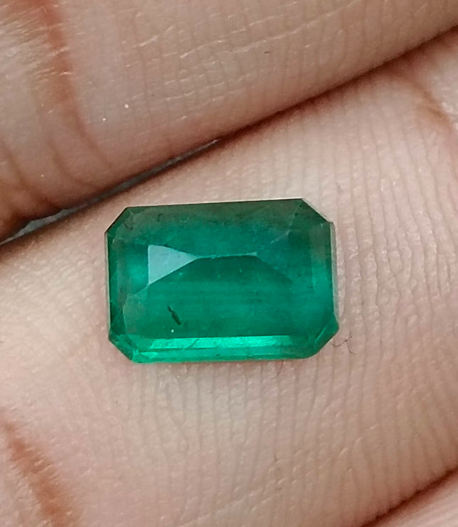 2.08ct Zambian Emerald, Natural Certified Deep Green Octagon Cut Gemstone