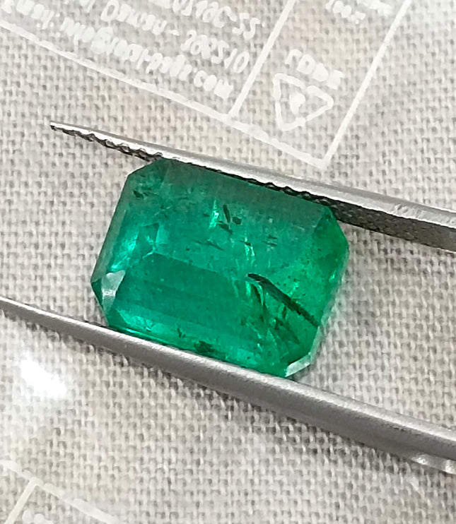 Zambian Emerald 3.32ct Medium Deep Green Certified Octagon Cut Natural Gemstone