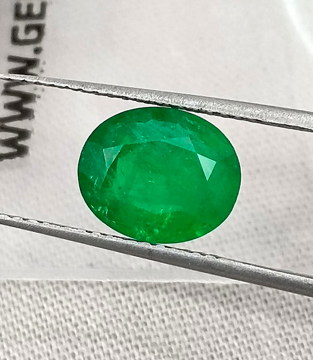 Vivid Green 1.95ct Zambian Emerald Certified Natural Oval Cut Loose Stone
