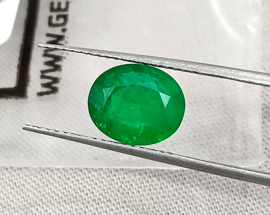 Vivid Green 1.95ct Zambian Emerald Certified Natural Oval Cut Loose Stone