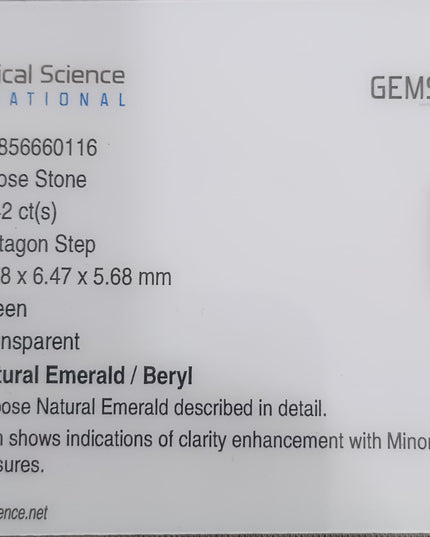 GSI Certified 2.42ct Medium Green Zambian Emerald, Natural Gemstone