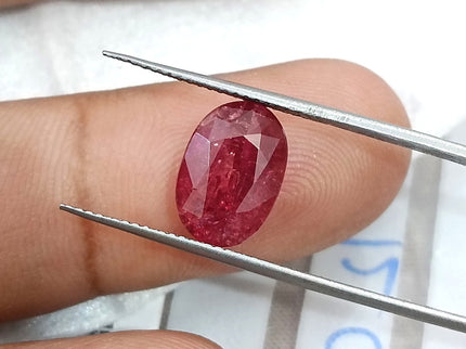 3.72ct Unheated Mozambique Ruby Natural SGL Certified Rasberry Red Oval Cut Loose Gemstone