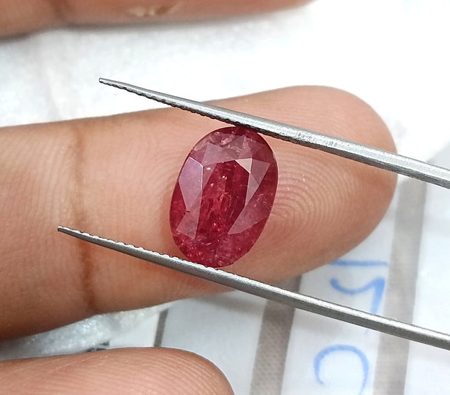 3.72ct Unheated Mozambique Ruby Natural SGL Certified Rasberry Red Oval Cut Loose Gemstone